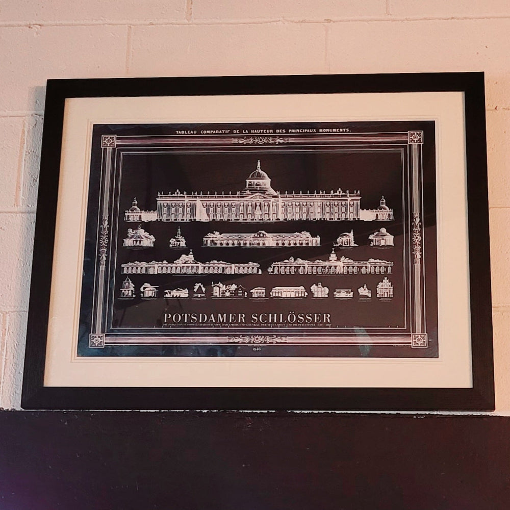 Glass Framed Wall Art – Potsdamer Schlösser Blueprint