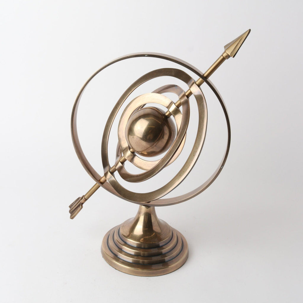 Grand Antique Brass Armillary Sphere with Arrow (44cm) at Online8 Furniture Auckland NZ