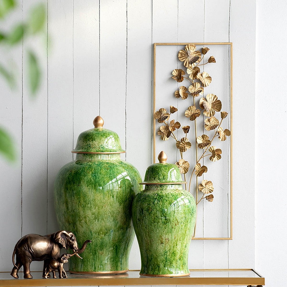 Green Ceramic Jar With Lid