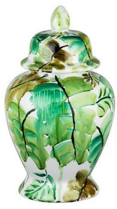 Green Leaf Jar with Lid