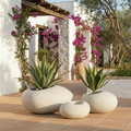 Pebble Shaped Outdoor Planter Set of 3 - White