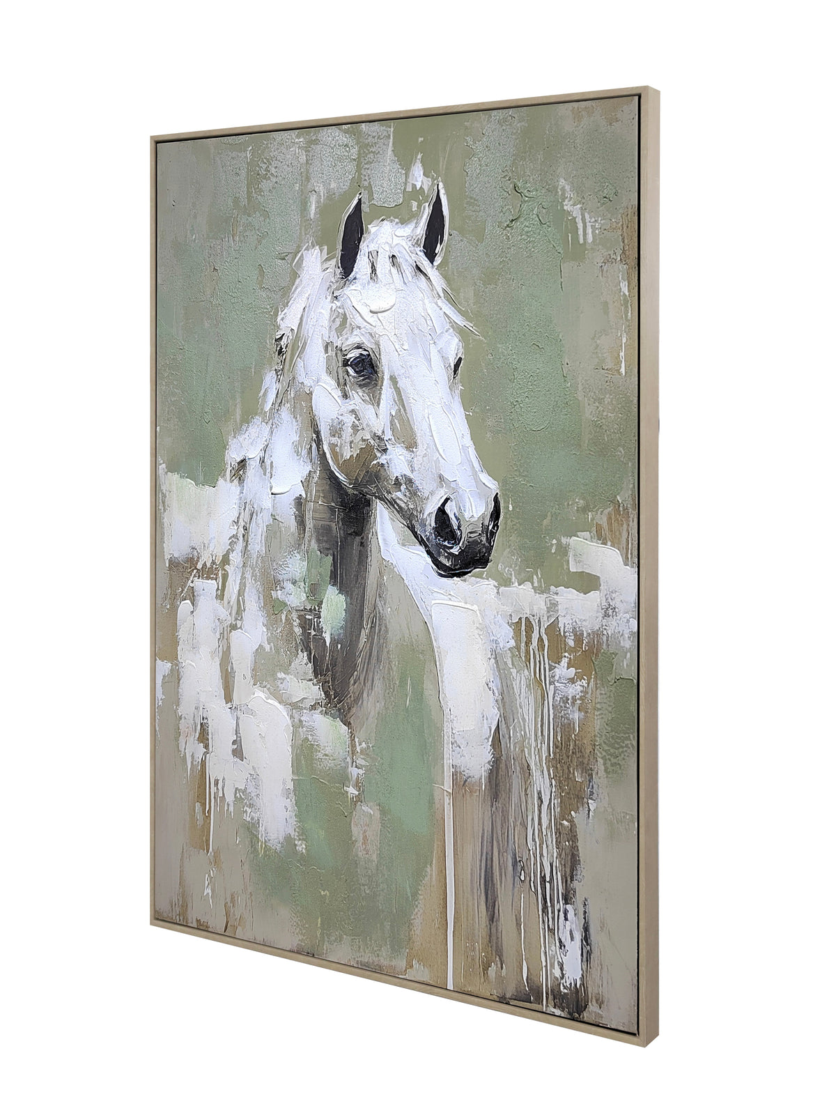 Hand Painted Horse Framed Canvas Wall Art
