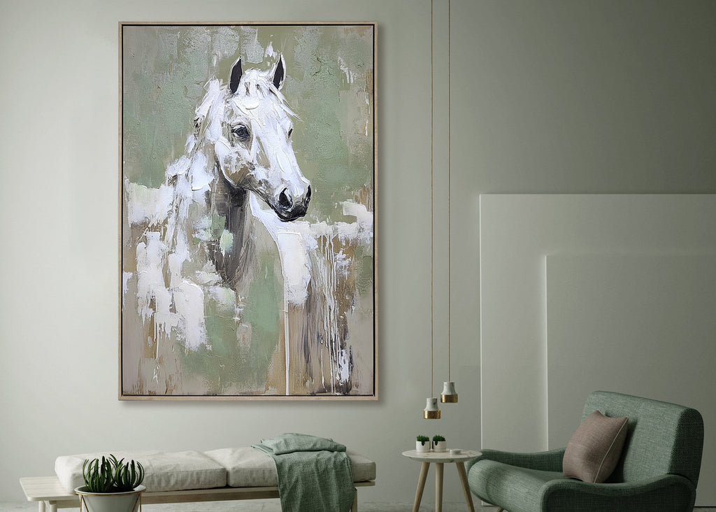 Hand Painted Horse Framed Canvas Wall Art