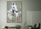 Hand Painted Horse Framed Canvas Wall Art