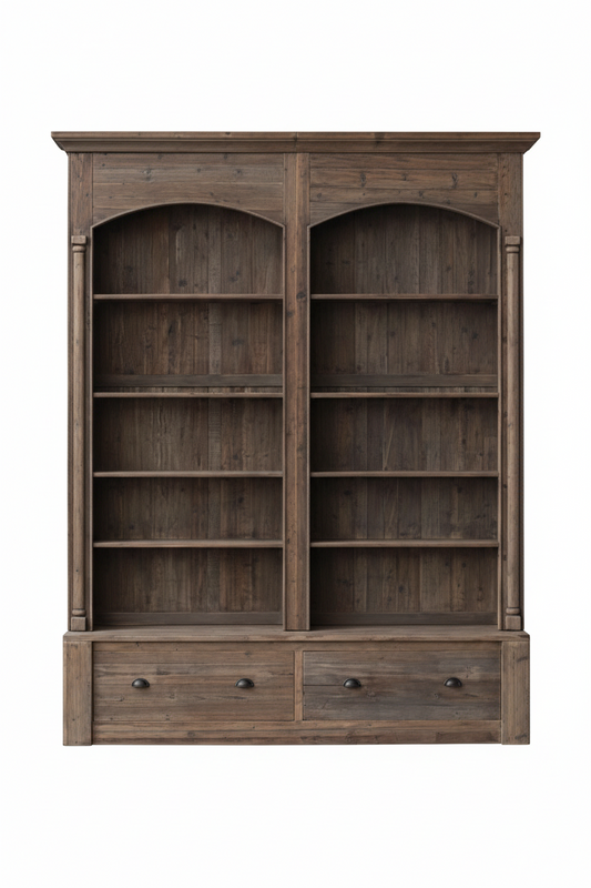 Hearthside Arch Top Bookcase - Reclaimed Elm 2200mm