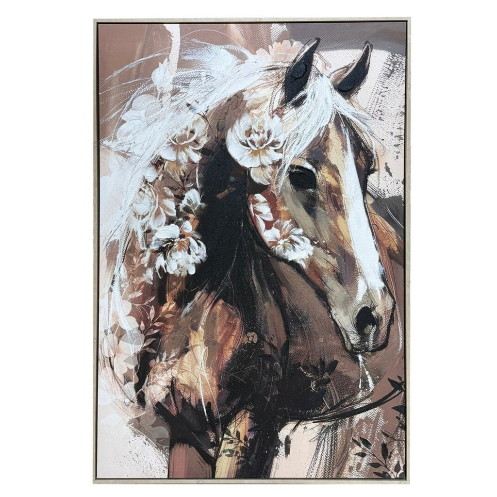 Horse Gaze Hand Painted Framed Canvas Wall Art