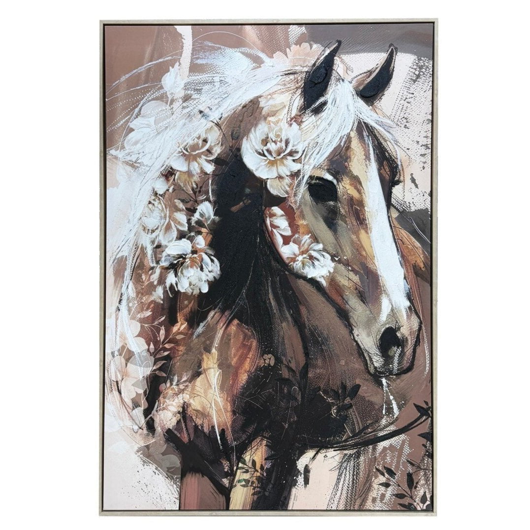 Horse Gaze Hand Painted Framed Canvas Wall Art