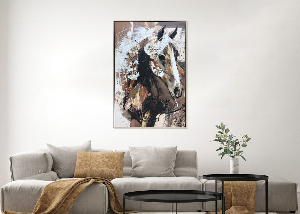 Horse Gaze Hand Painted Framed Canvas Wall Art