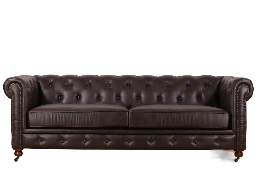Huskins Chesterfield 3 Seater Sofa - Dark Brown