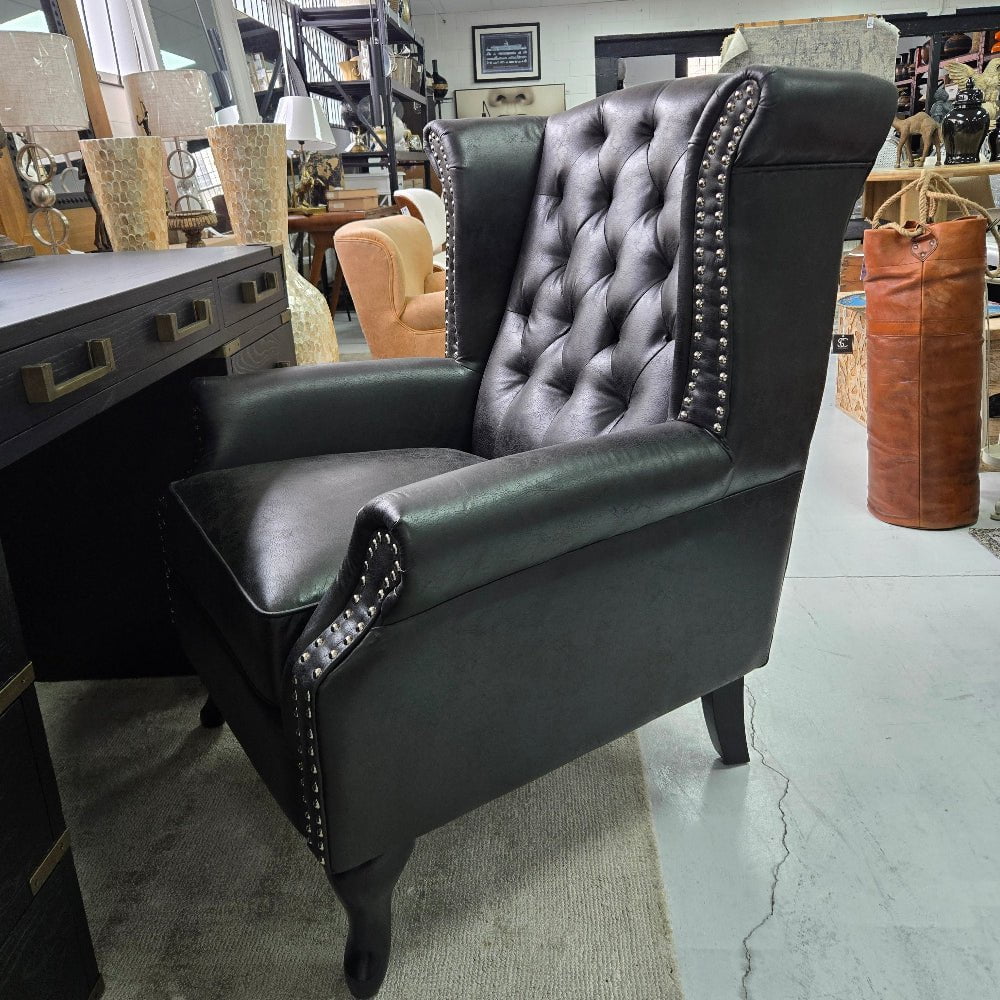 Huskins Large Wingback Chair with Ottoman