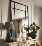 Iron Window Wall Mirror - Black