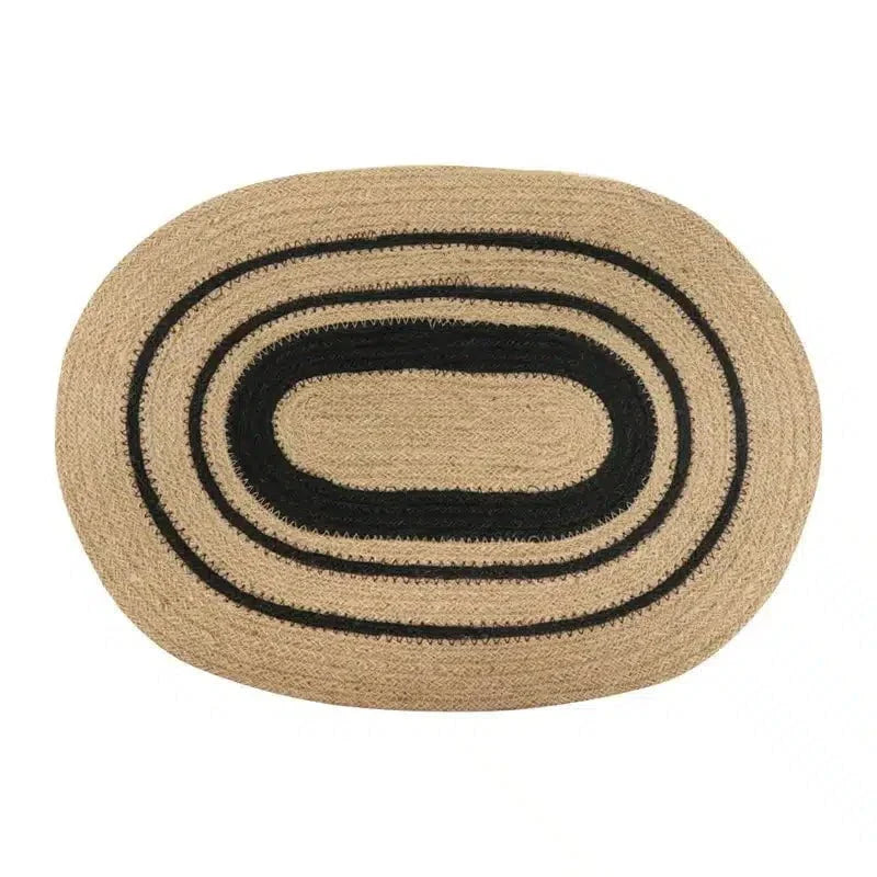 Jute Oval Placemat - Black + Natural