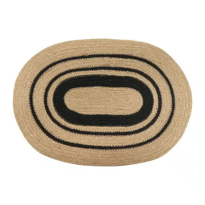 Jute Oval Placemat - Black + Natural