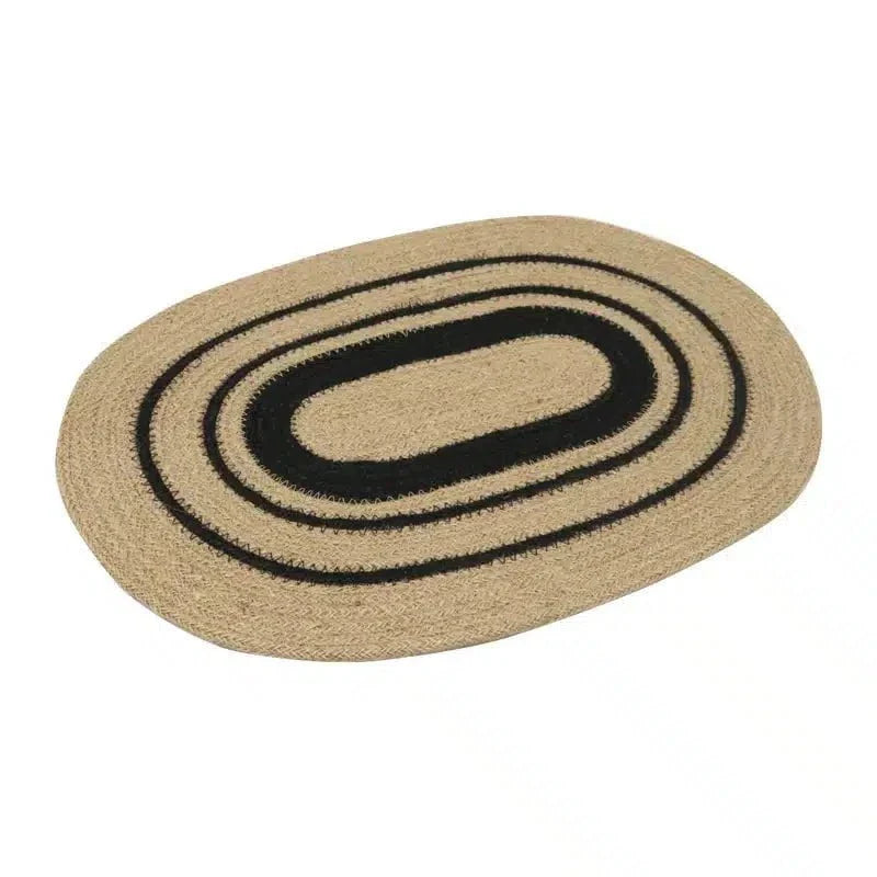 Jute Oval Placemat - Black + Natural