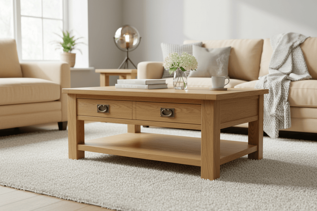 Kensington Oak Coffee Table with One Drawer