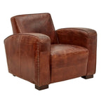 Kingsley Club Vintage Leather Art Deco Armchair - Vintage Cigar