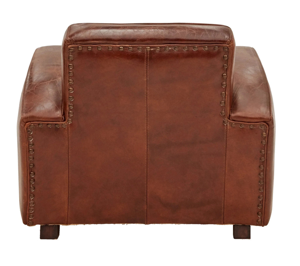 Kingsley Club Vintage Leather Art Deco Armchair - Vintage Cigar