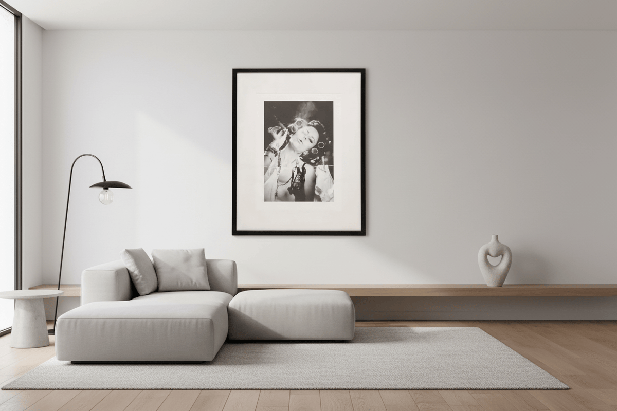 Lady with a Cigar Glass Framed Wall Art