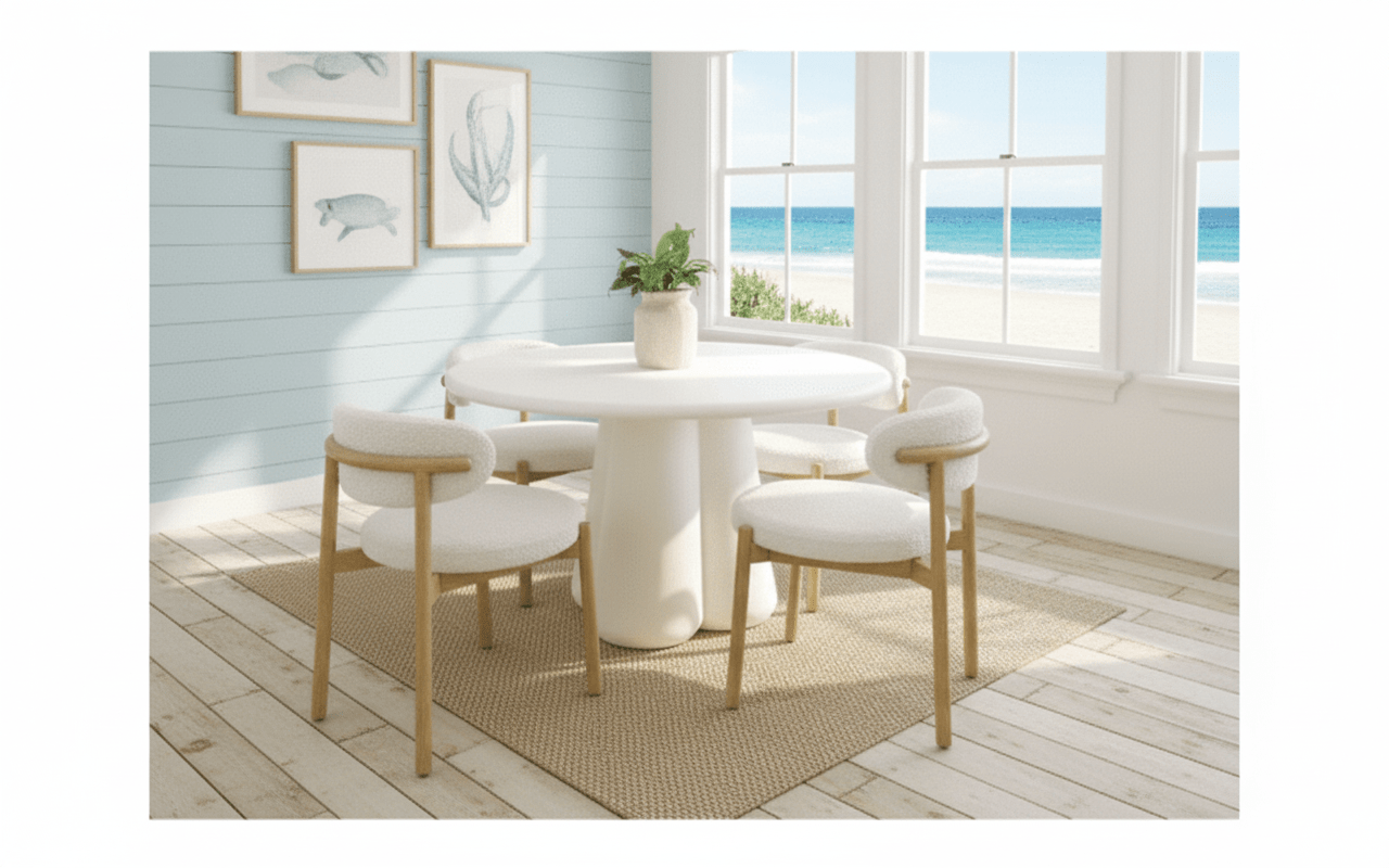 Lima Rendered Round Dining Table at Online8 Furniture Auckland NZ