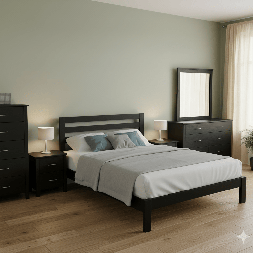 Loft Bedroom Suite - 6 Piece - Black