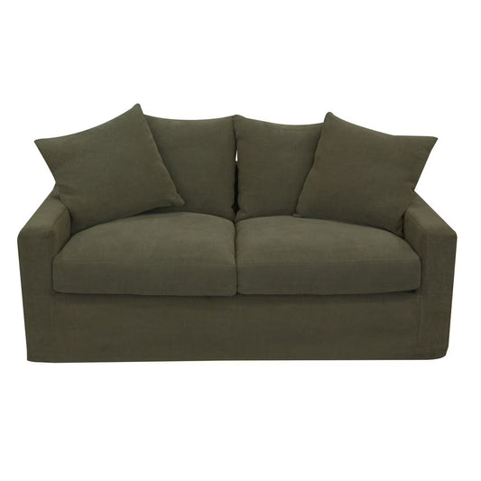 Lucca 2 Seater Slipcover Sofa - Olive