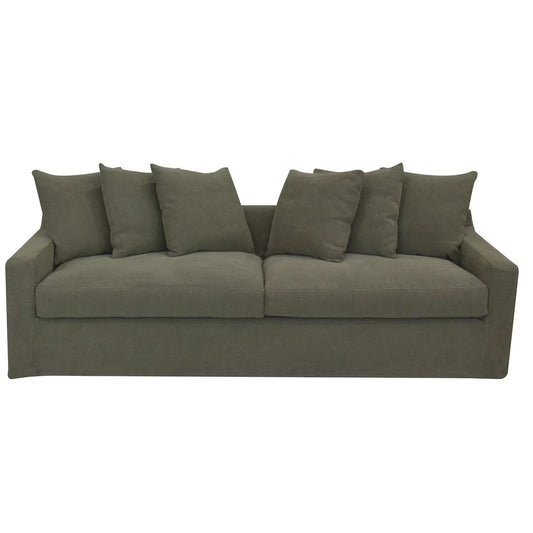 Lucca 3 Seater Slipcover Sofa - Olive