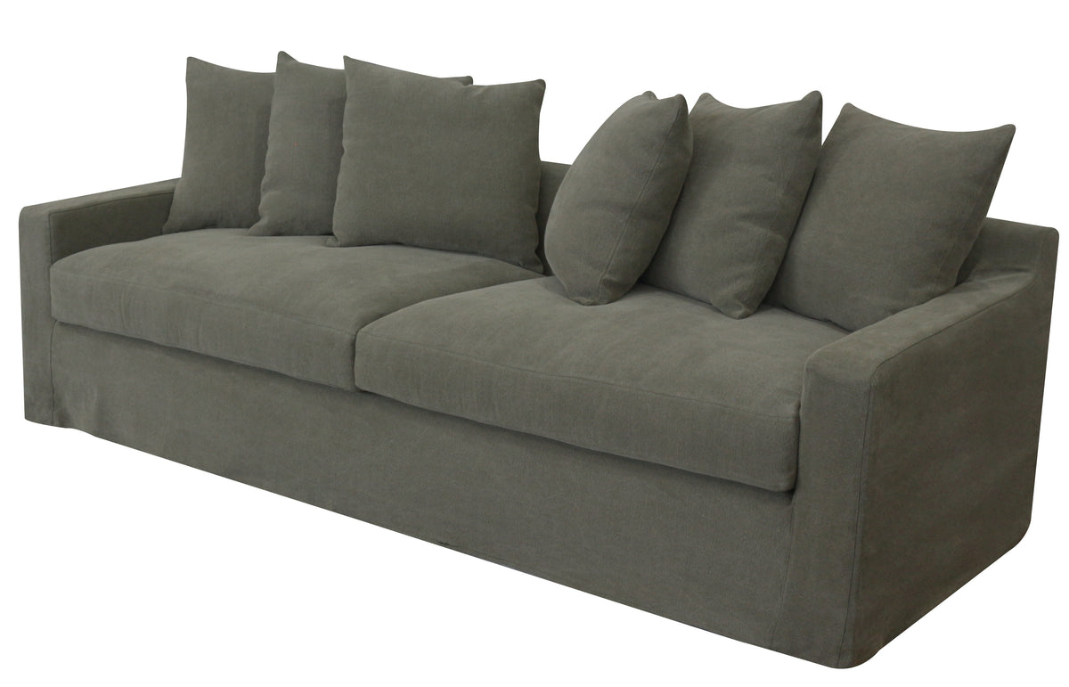 Lucca 3 Seater Slipcover Sofa - Olive