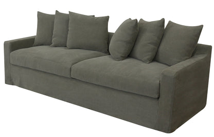 Lucca 3 Seater Slipcover Sofa - Olive