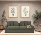 Lucca 3 Seater Slipcover Sofa - Olive