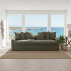 Lucca 3 Seater Slipcover Sofa - Olive