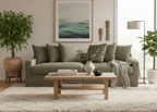 Lucca 3 Seater Slipcover Sofa - Olive