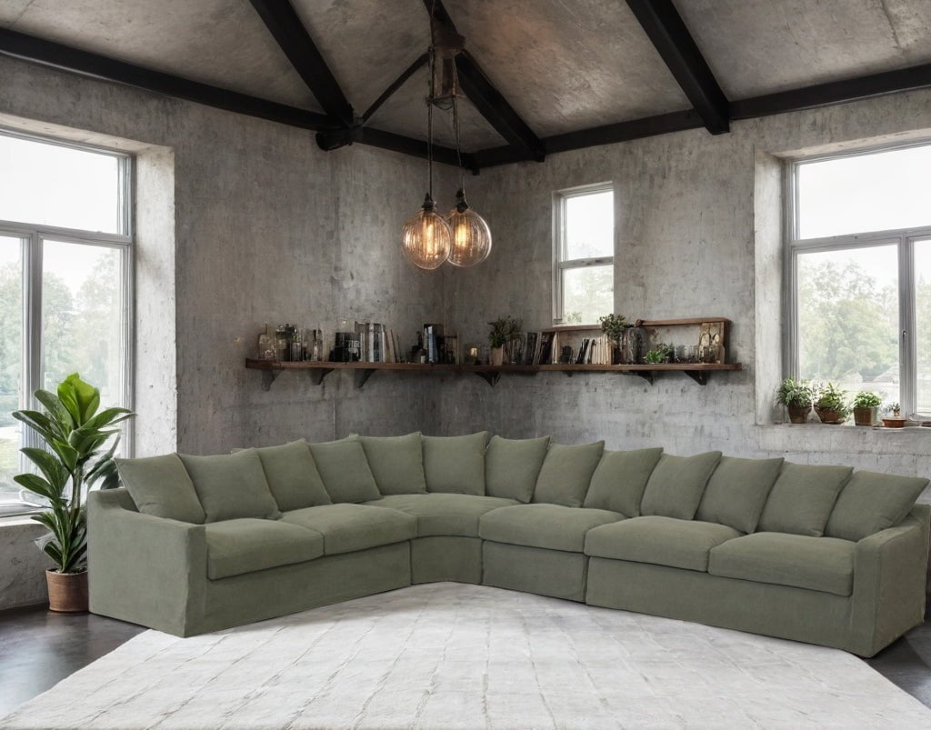 Lucca Modular Slipcover Lounge Suite - Olive