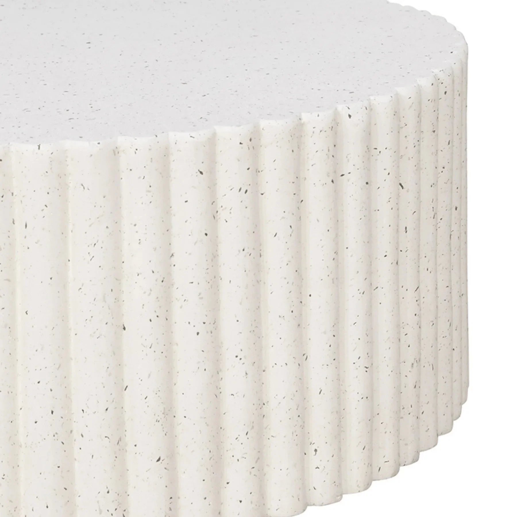 Lulu Ribbed MGO Round Coffee Table - White Fleck