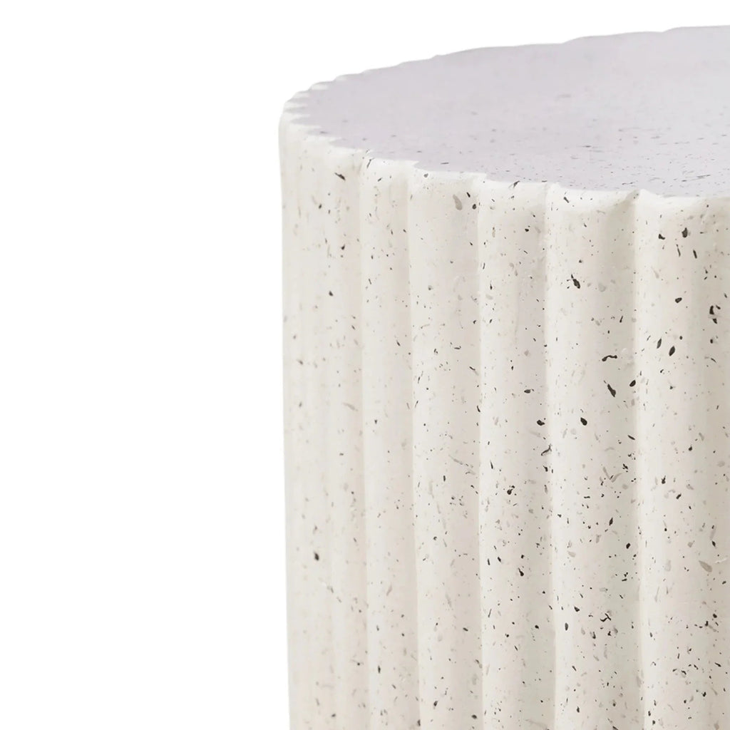 Lulu Ribbed MGO Round Coffee Table - White Fleck