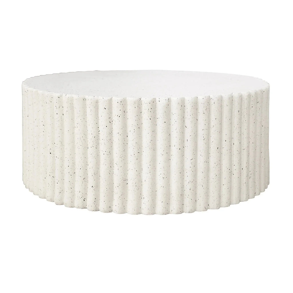 Lulu Ribbed MGO Round Coffee Table - White Fleck