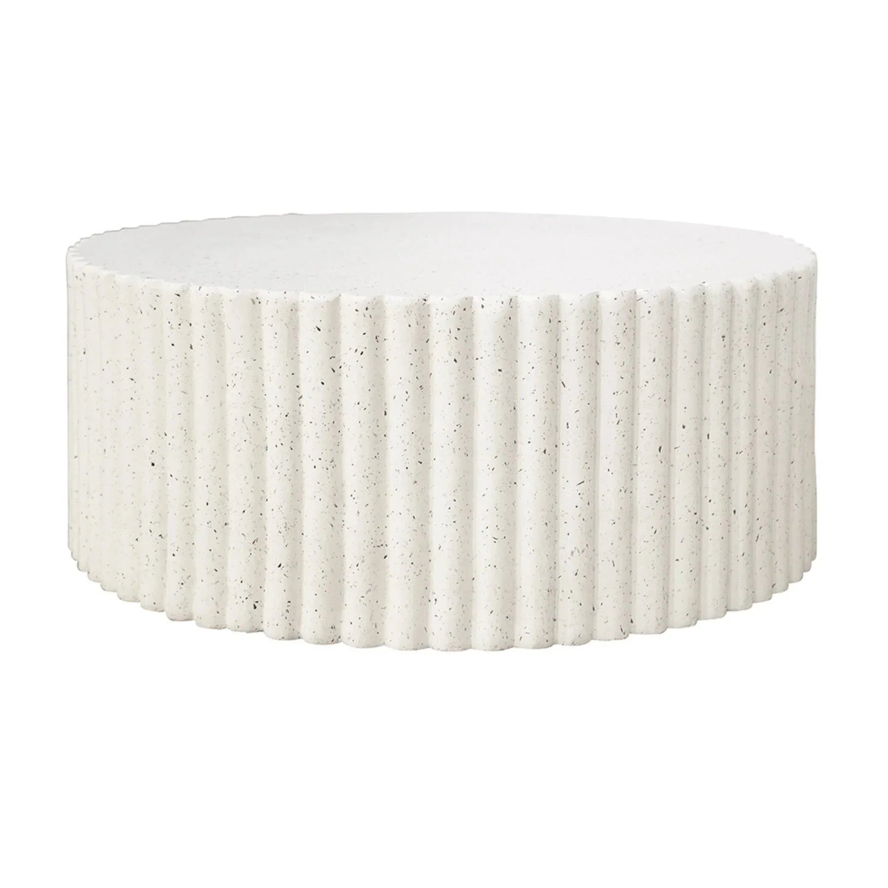 Lulu Ribbed MGO Round Coffee Table - White Fleck