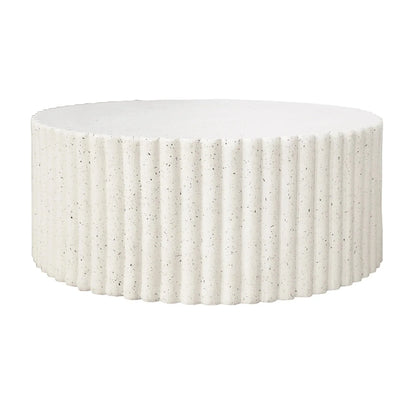 Lulu Ribbed MGO Round Coffee Table - White Fleck