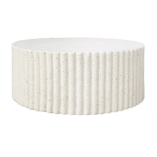 Lulu Ribbed MGO Round Coffee Table - White Fleck