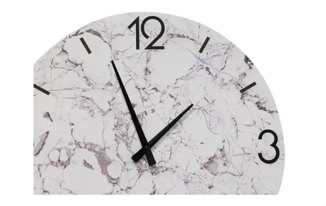 Marble Look Wall Clock - White