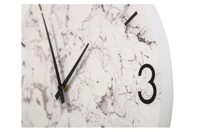 Marble Look Wall Clock - White
