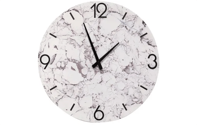 Marble Look Wall Clock - White