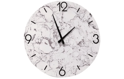 Marble Look Wall Clock - White