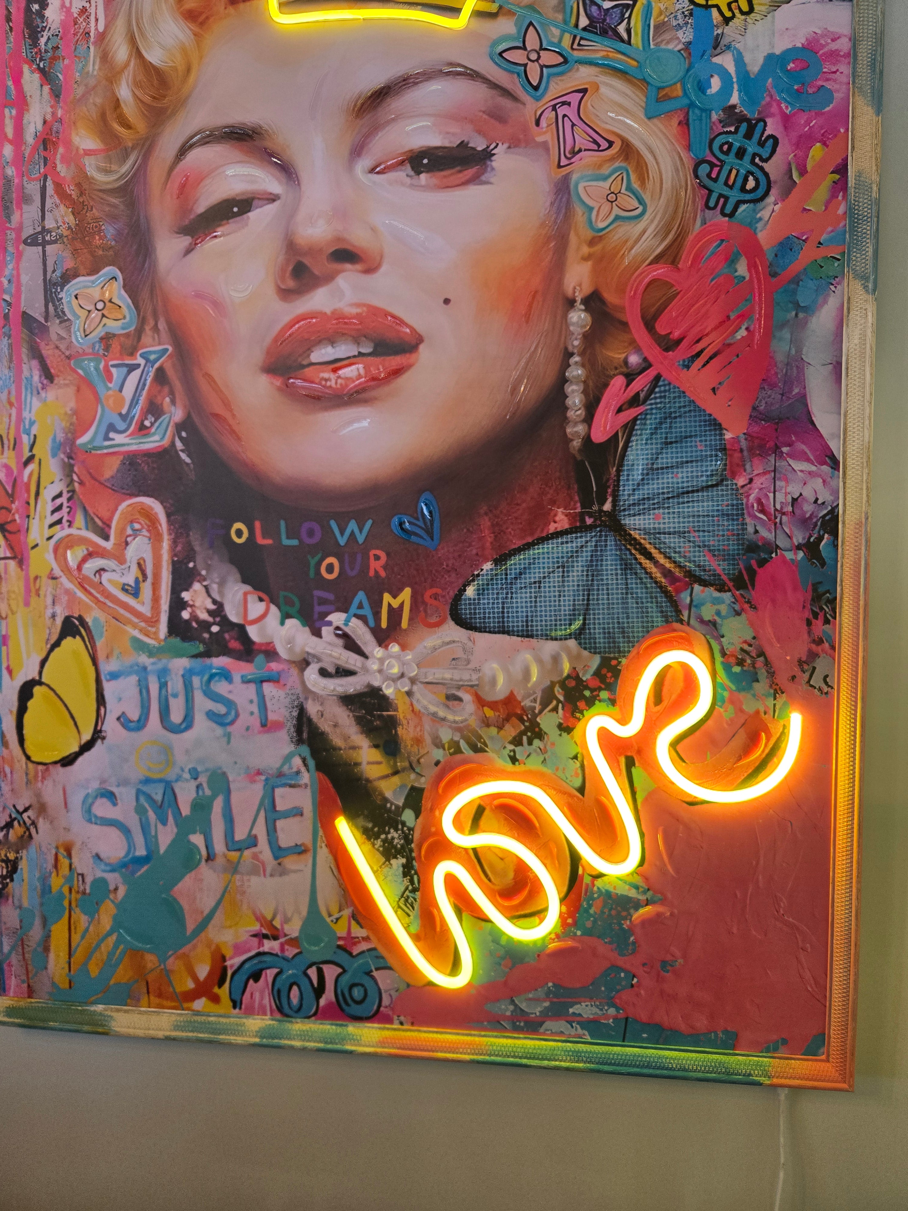 Marilyn Pop Wall Art with Neon Lights