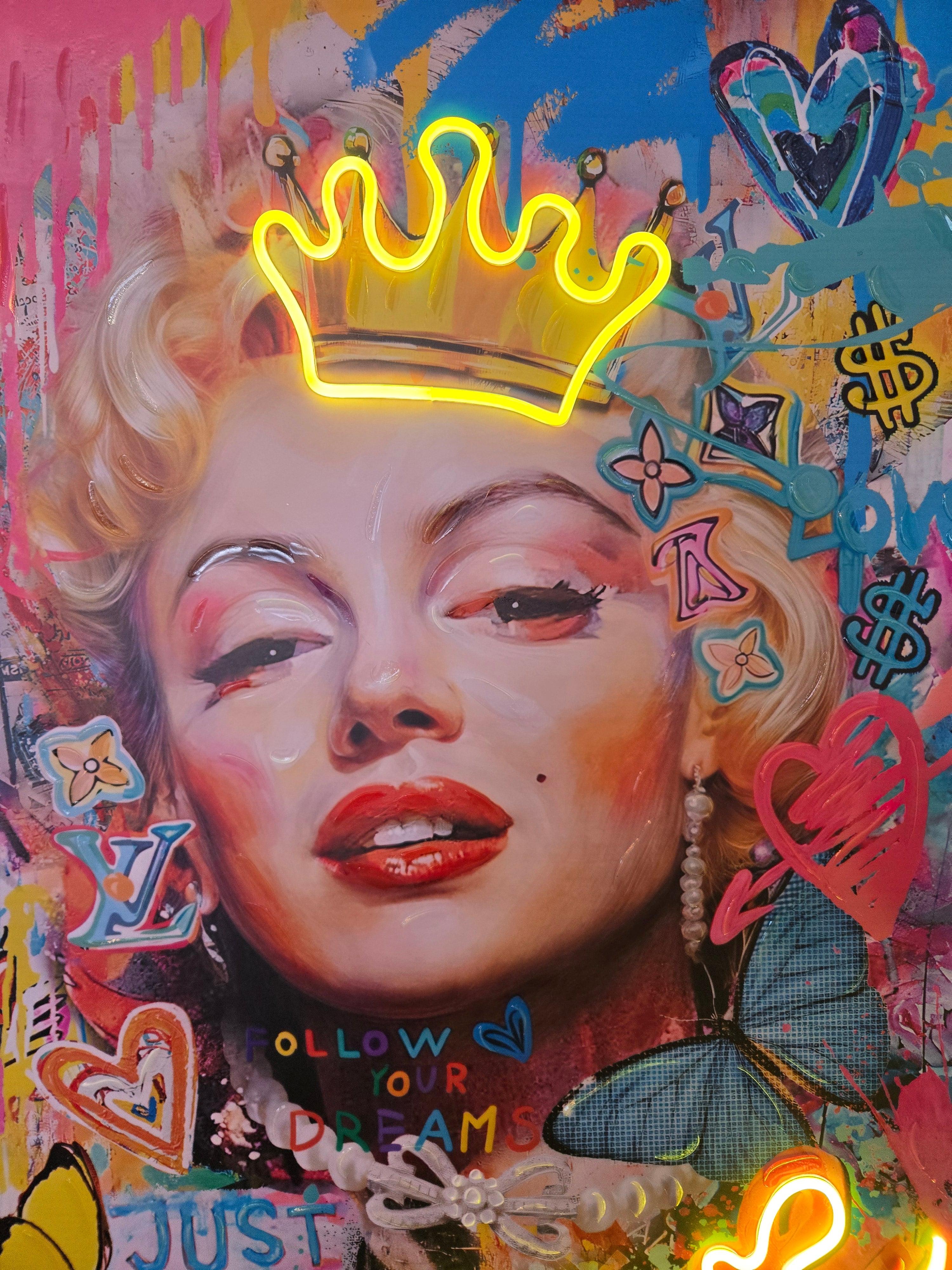 Marilyn Pop Wall Art with Neon Lights