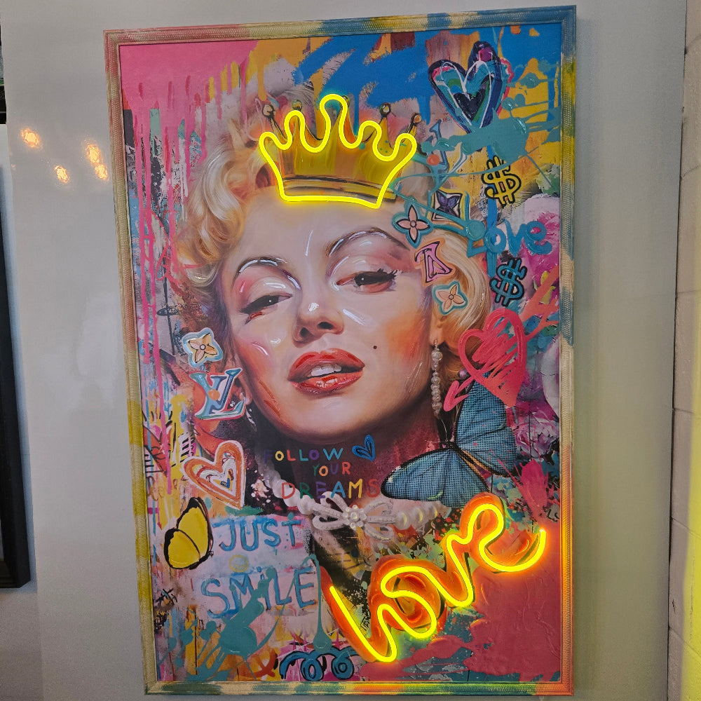 Marilyn Pop Wall Art with Neon Lights