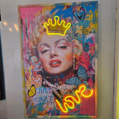 Marilyn Pop Wall Art with Neon Lights