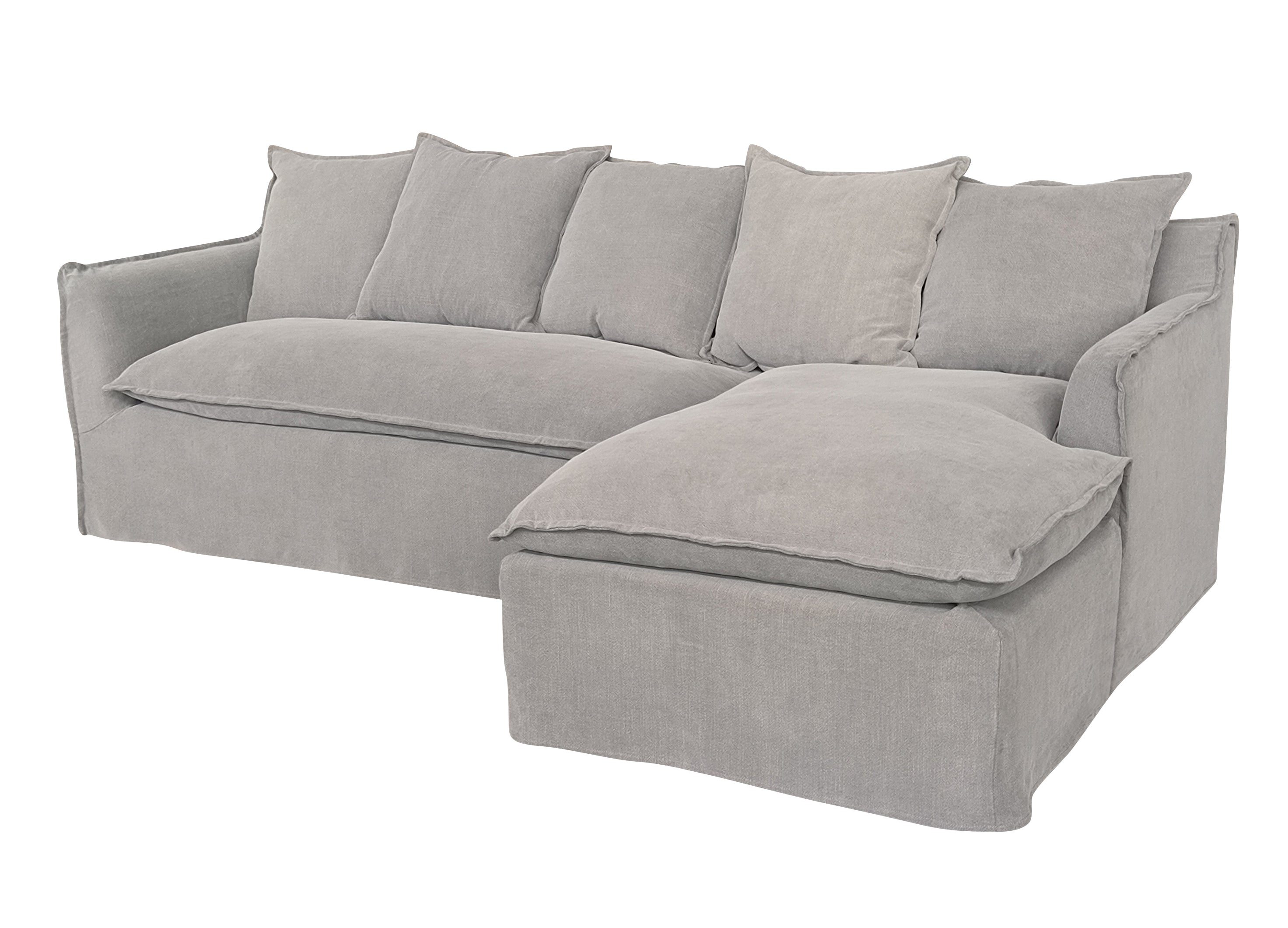 Marsala Slip Cover Sofa with Reversible Chaise - Grey