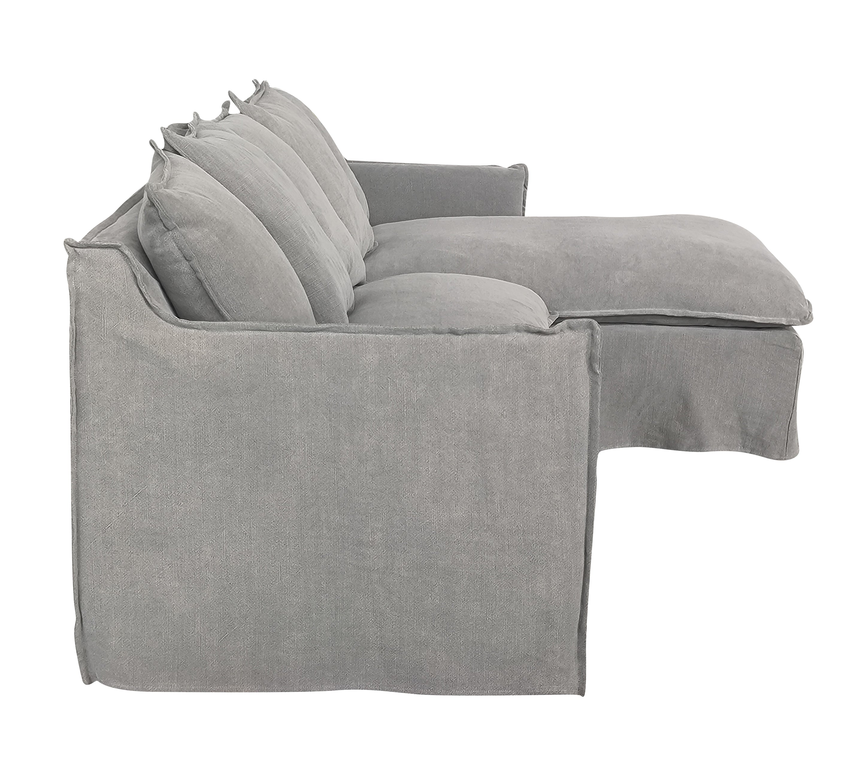 Marsala Slip Cover Sofa with Reversible Chaise - Grey