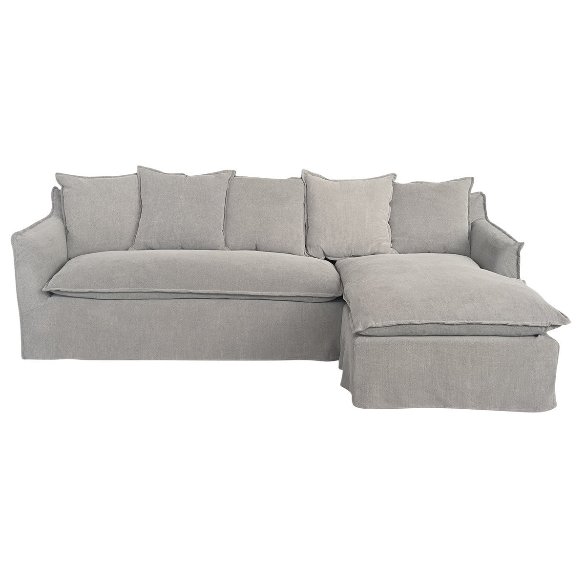 Marsala Slip Cover Sofa with Reversible Chaise - Grey