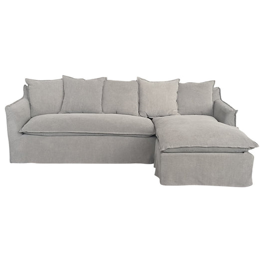Marsala Slip Cover Sofa with Reversible Chaise - Grey